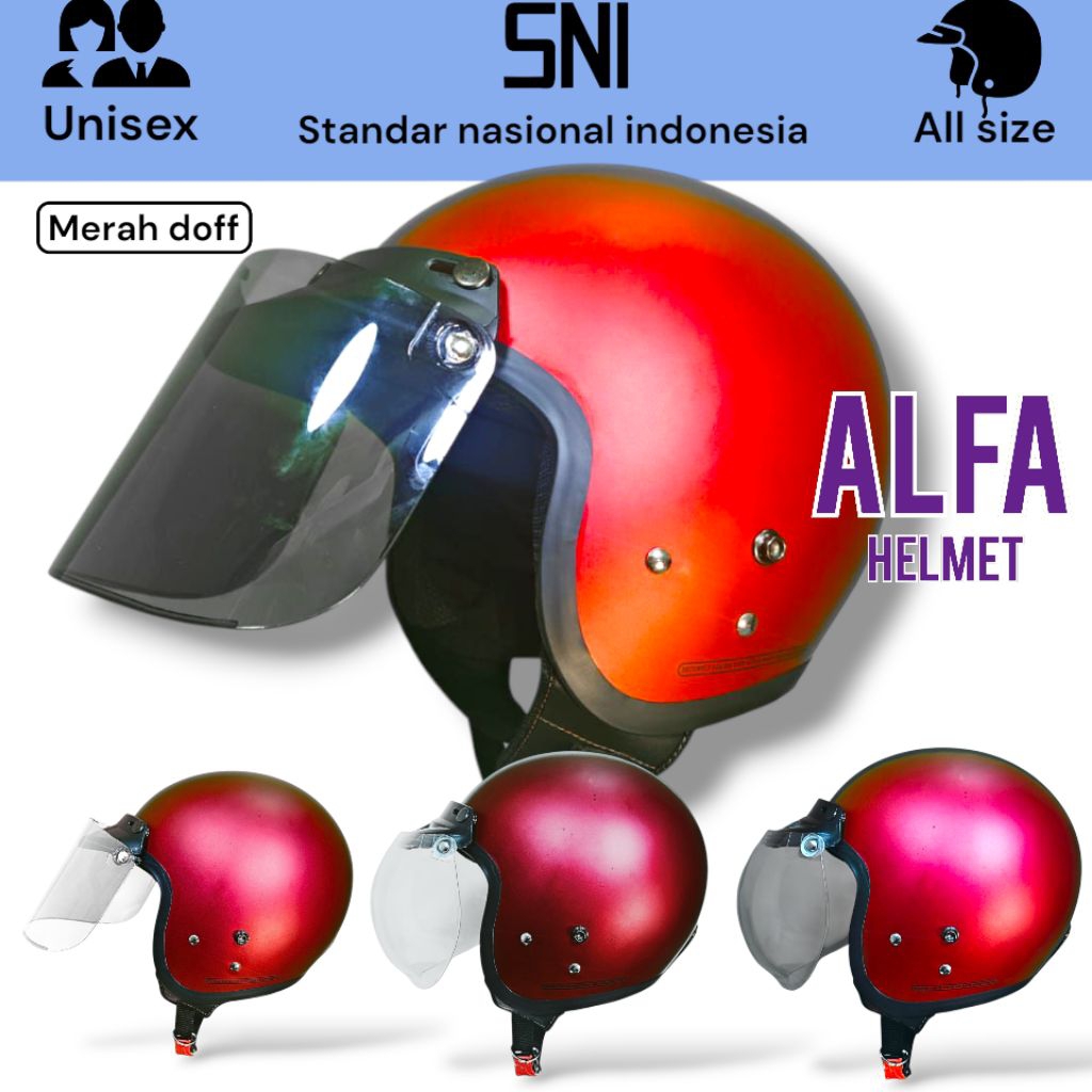 Helm Retro Cargloss / Helm Dewasa Model Cargloss #MERAH DOFF #COWO CEWE DEWASA || FREE VISOR