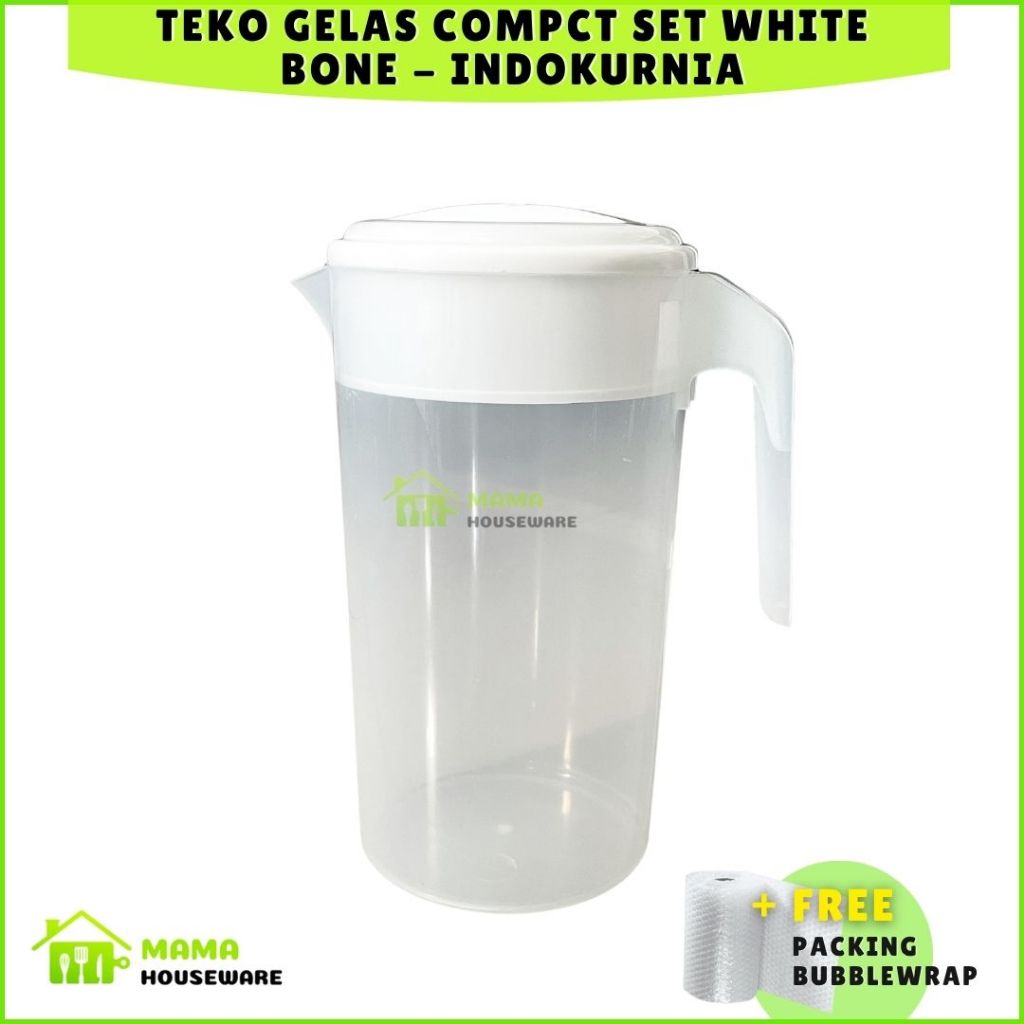 Teko Set Gelas Compact White Bone (PUTIH) -Teko Set Gelas/ Tempat Air Minum/ Teko Air Besar