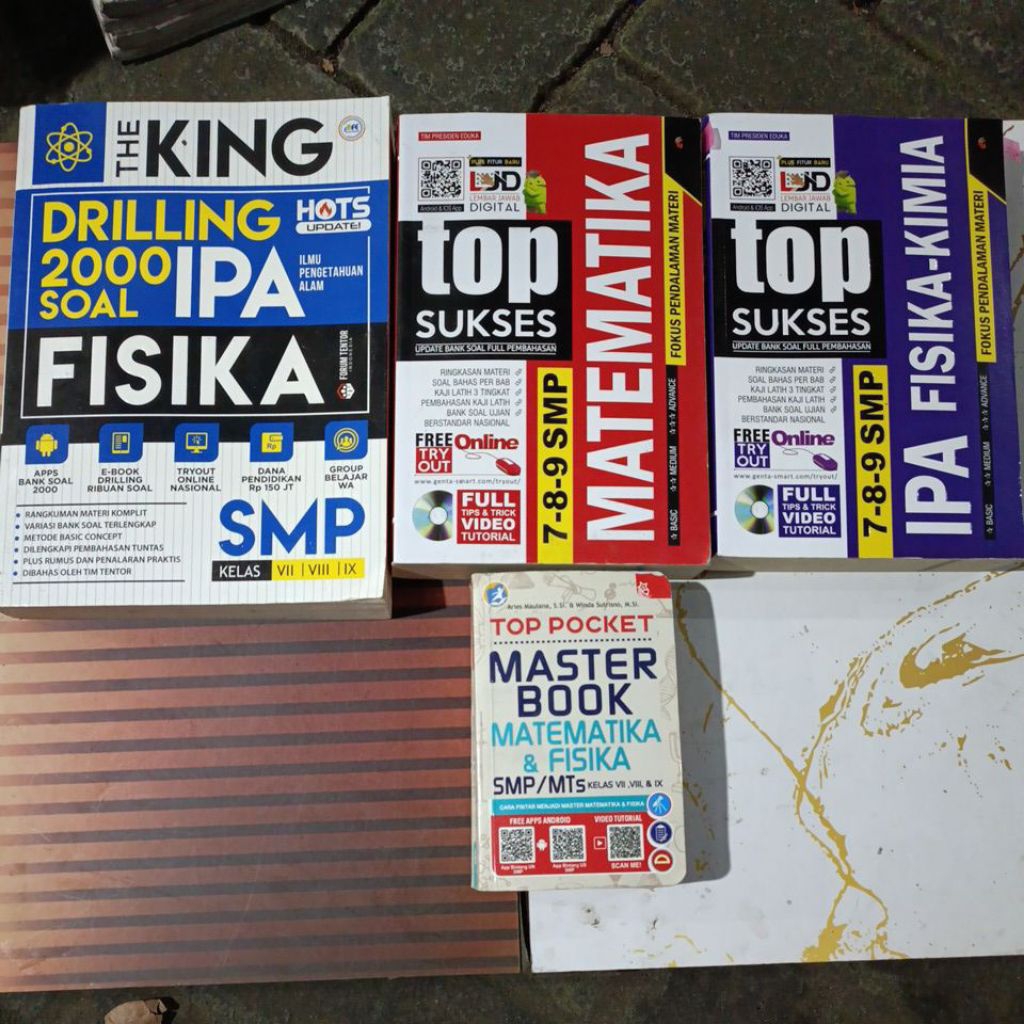 the king drilling fisika/top sukses matematika/top sukses ipa fisika/top pocket master book 7/8/9 sm