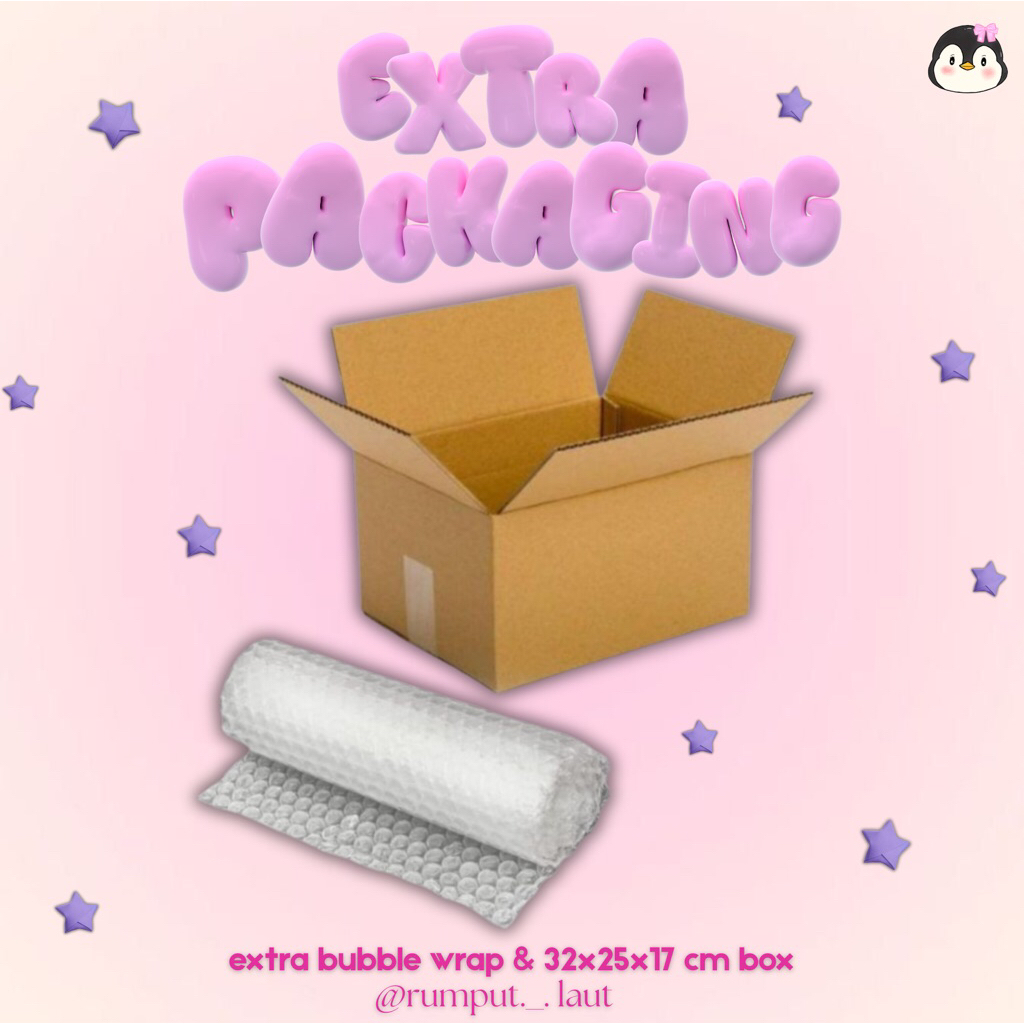 

Extra bubble wrap dan box 32x25x17 cm agar makin aman