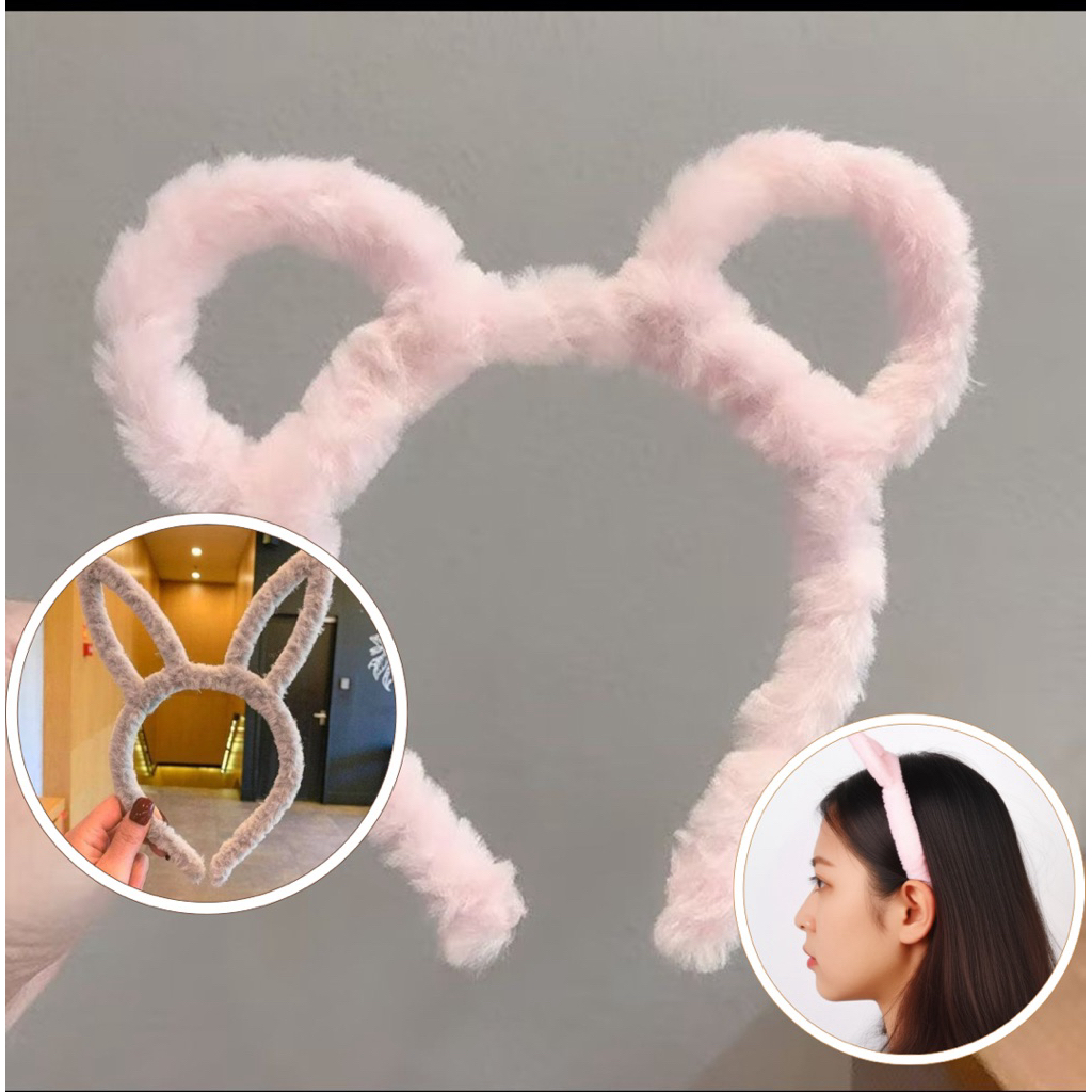 BANDO KELINCI ABU BULU SINTETIS | AKSESORIS RAMBUT DEWASA | BANDO COSPLAY KELINCI | UKURAN 14 CM | B