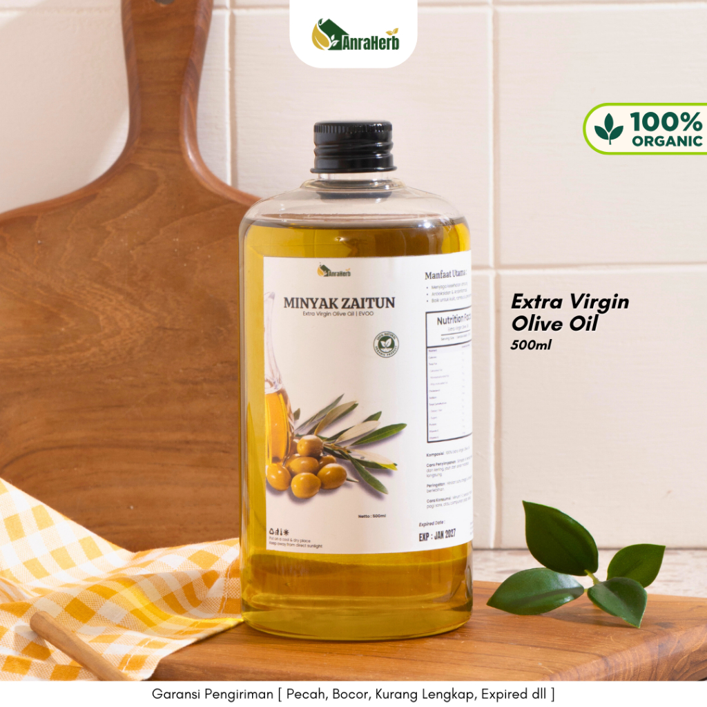 

AnraHerb Minyak Zaitun Extra Virgin 500ml Murni | Sehat Multi Fungsi Kualitas Premium