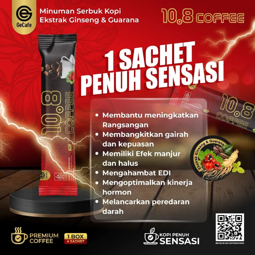 

1 Sachet Coba Dulu | Kopi Stamina Pria 10.8 Coffee | Ginseng + Guarana | Energi Maksimal
