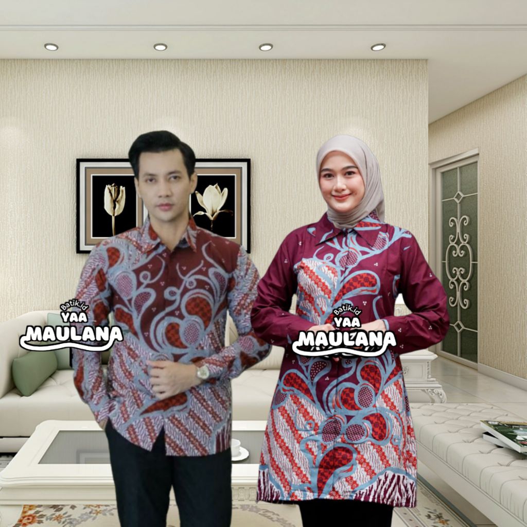 Promo atasan batik couple ayah dan ibu || couple batik terbaru ayah dan ibu || baju batik motif awan