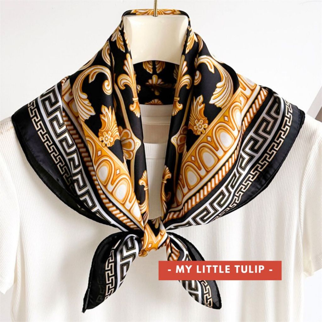 Ready- Syal Wanita Sutra Halus 70X70 Motif Turki / Syal Dasi Seragam Wanita / Neck Scarf Woman