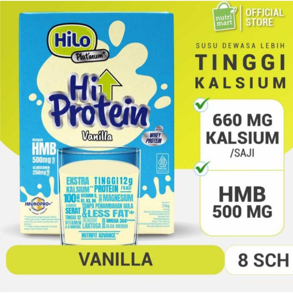 

hilo platinum vanilla 8 sachet susu tinggi protein