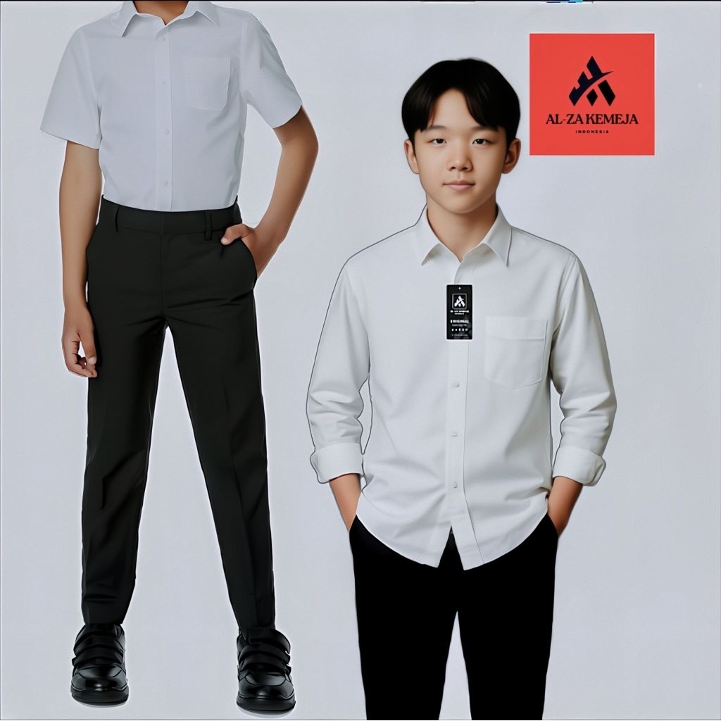 Setelan Anak Laki-laki Seragam Hitam putih Celana formal kemeja putih formal usia 7-14 tahun