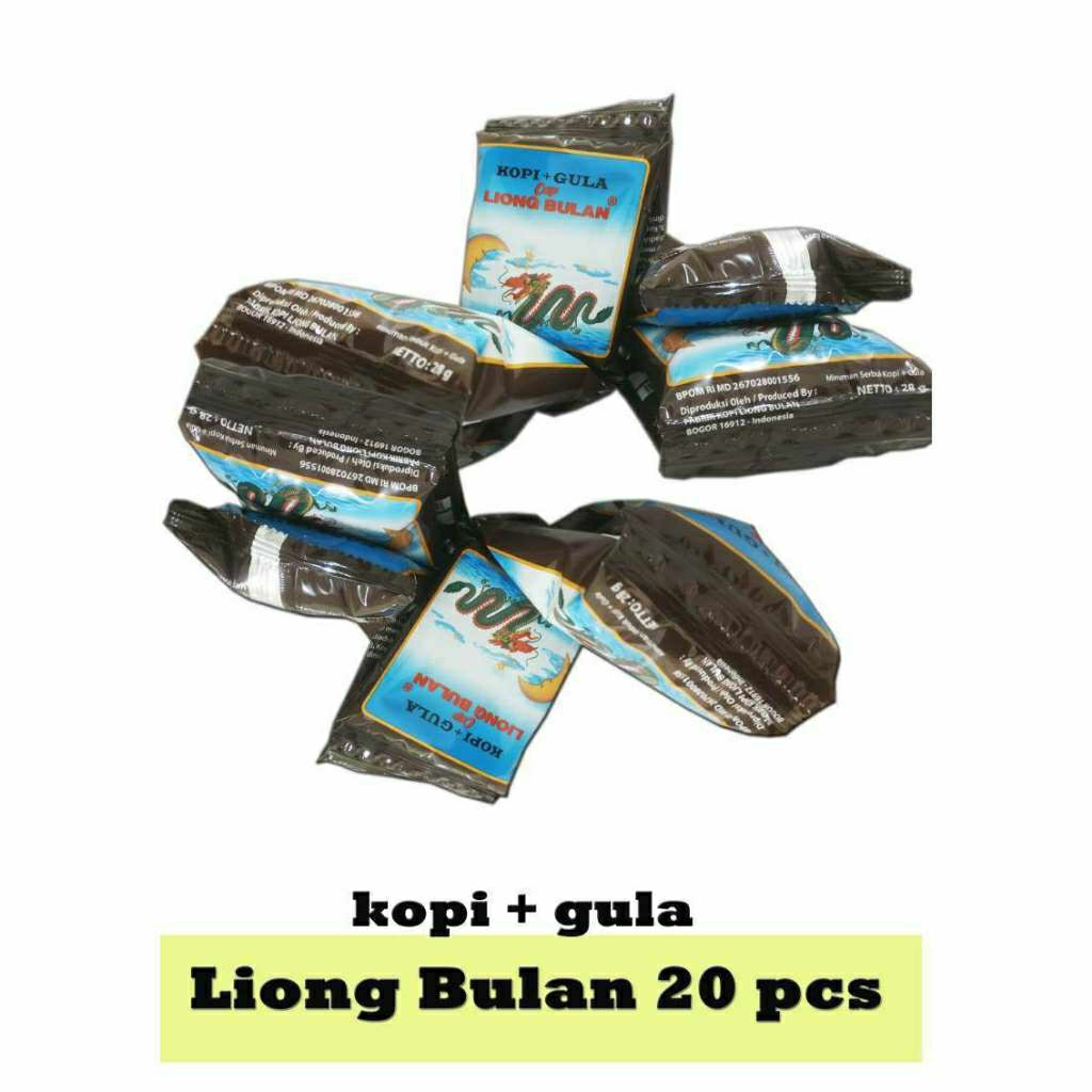 

Kopi Liong Bulan Plus Gula 28gr ( 1pak isi 20Sanchet )