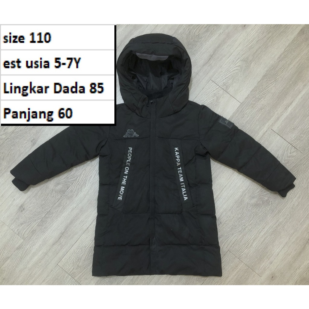 Jaket KAPPA Hitam Bulang Anak Winter Musim Dingin Waterproof Premium Second Preloved