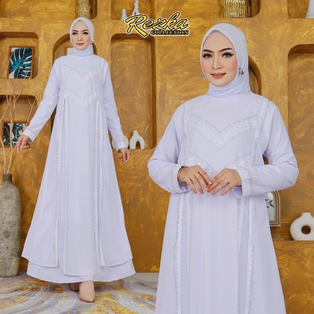 Gamis putih Dewasa terbaru 2025/ Abaya turki arabian Mewah Elegan/ Baju muslim wanita kekinian moder