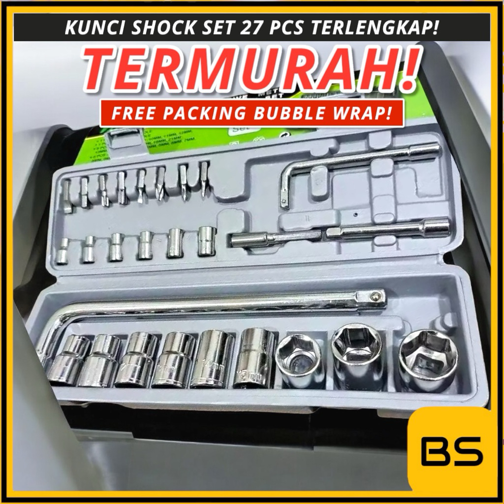 TERMURAH Kunci Shock Set 27pcs / Kunci Sok 27 in 1 / Socket Wrench isi 27 PCS Kualitas Bagus / Kunci