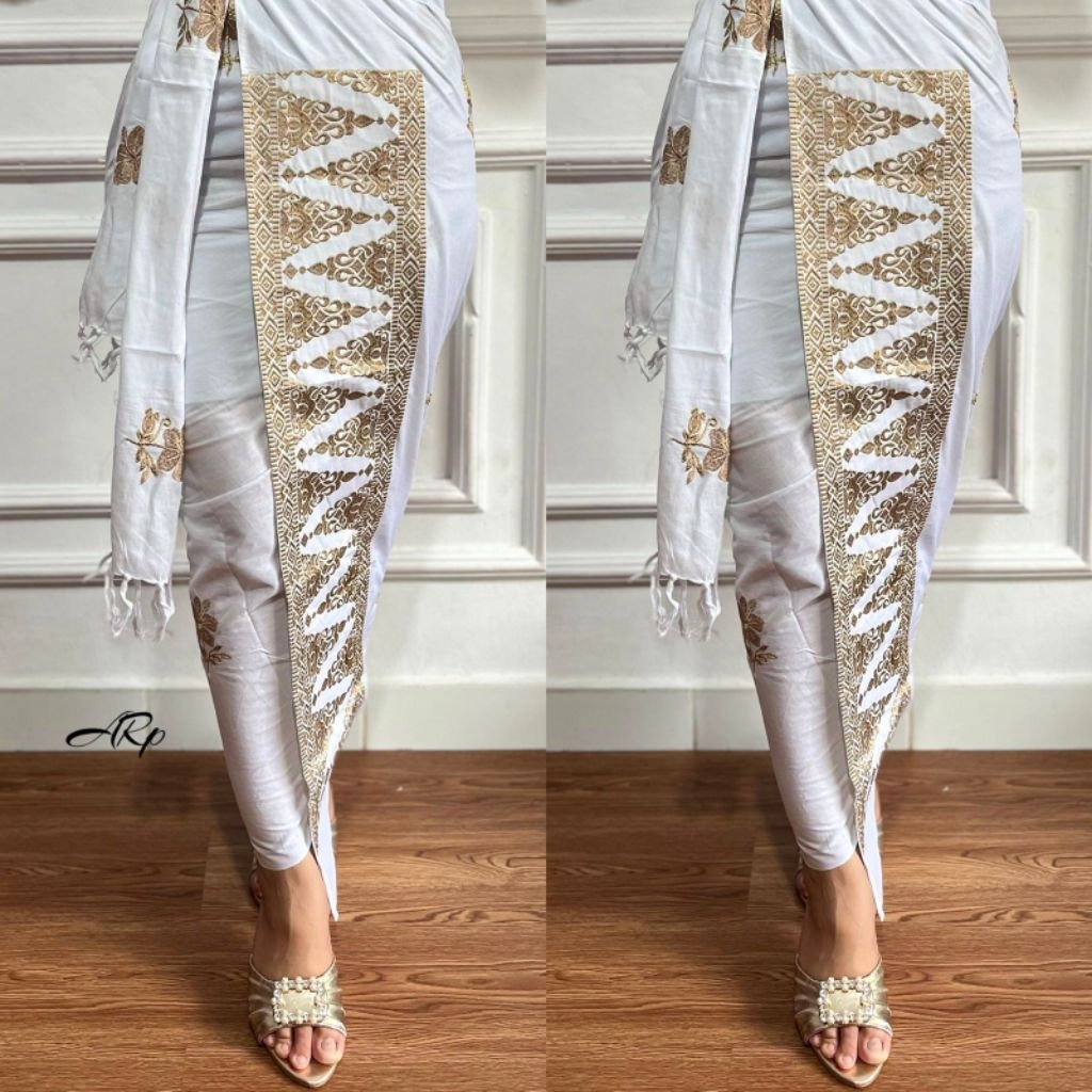 KAIN KATUN ENDEK JUMPUTAN TRETES pucuk EMAS + SELENDANG