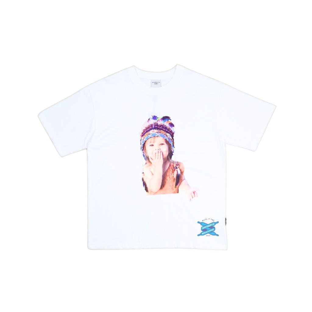 duatiga Tshirt ADLV Baby Face Indian Boy White Tee