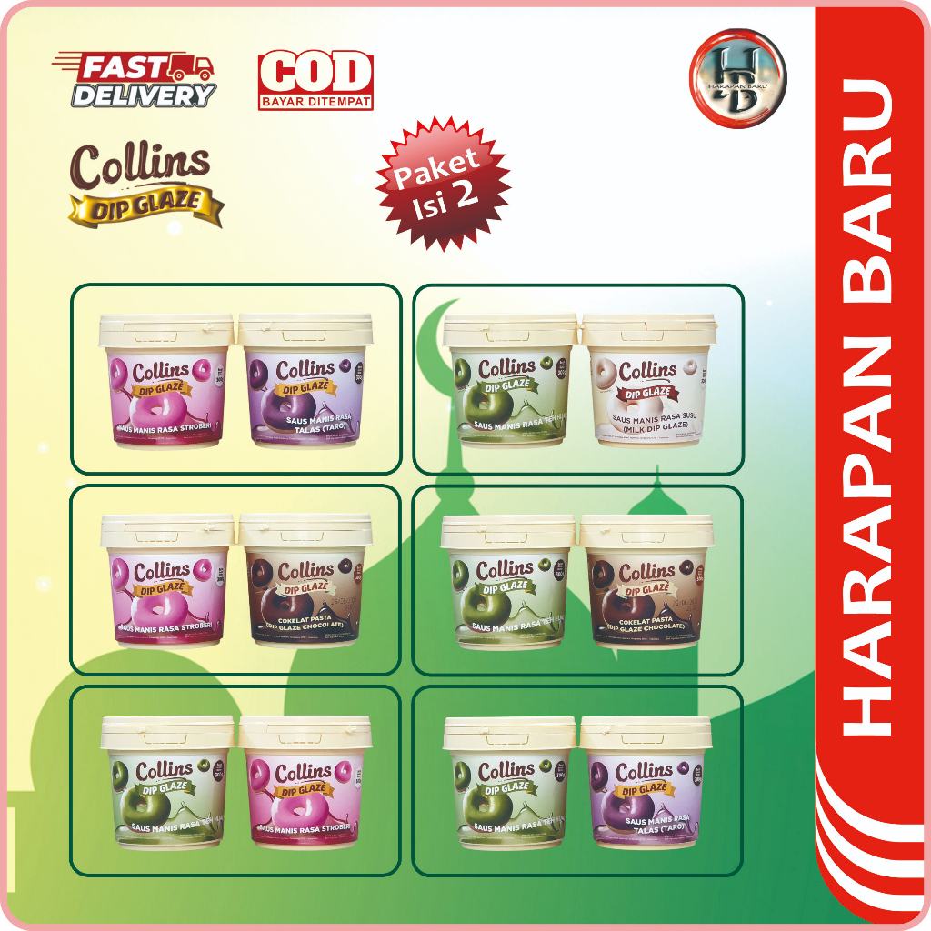 

lontong12 Collins - Paket Bundling Isi 2 - Collins Dip Glaze 300gr x 2 - Menu Sarapan - Selai -