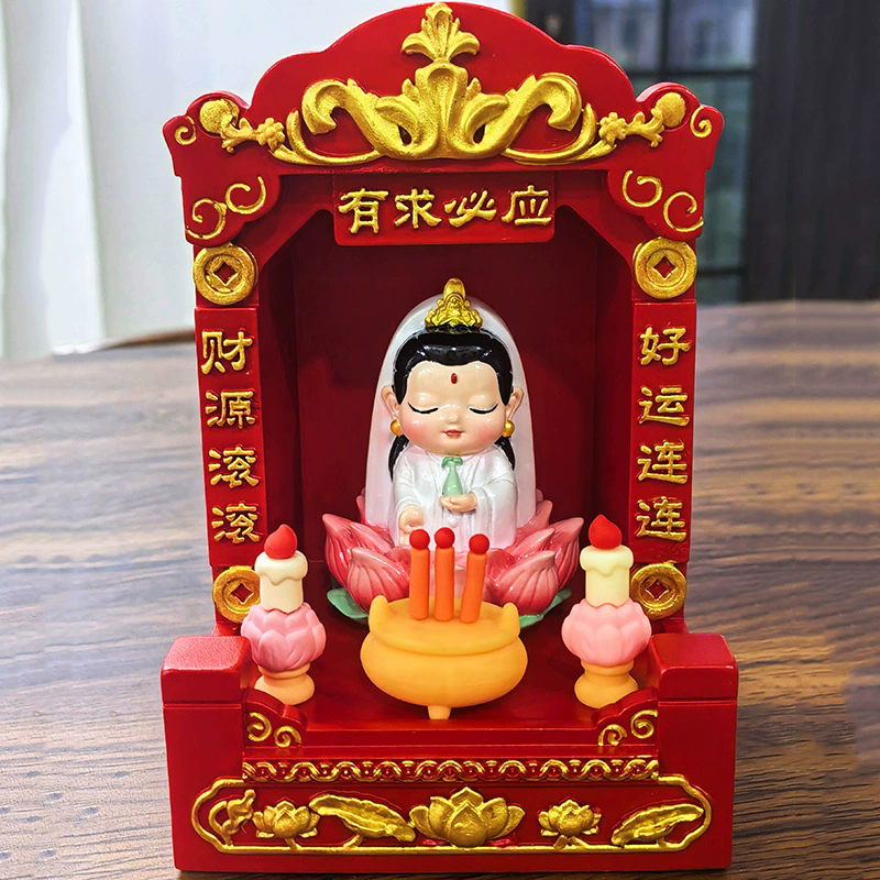 10397150MM Mini Meja Altar Miniature Desktop Decoration Altar Sembahyang Buddha Bahan PU Damar