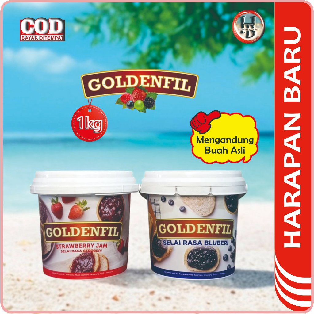 

Goldenfil Jam - Selai Rasa Buah - 1kg - Selai Blueberry - Selai Strawberry - Olesan - Bahan Kue