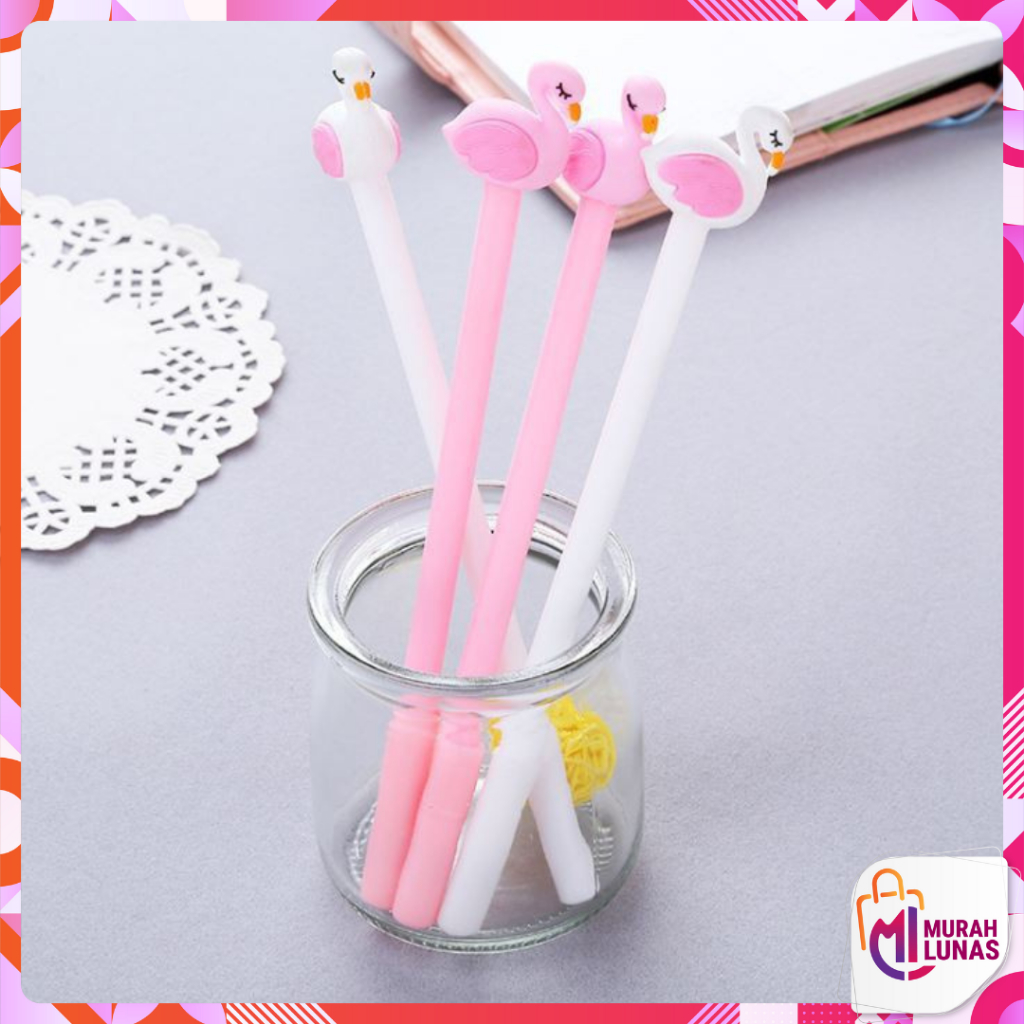 

MUNAS Pena Karakter Flaminggo Pulpen Gel Karakter Burung Bangau Lucu Alat Tulis Sekolah Kantor ATK Pena 3D Pulpen Murah