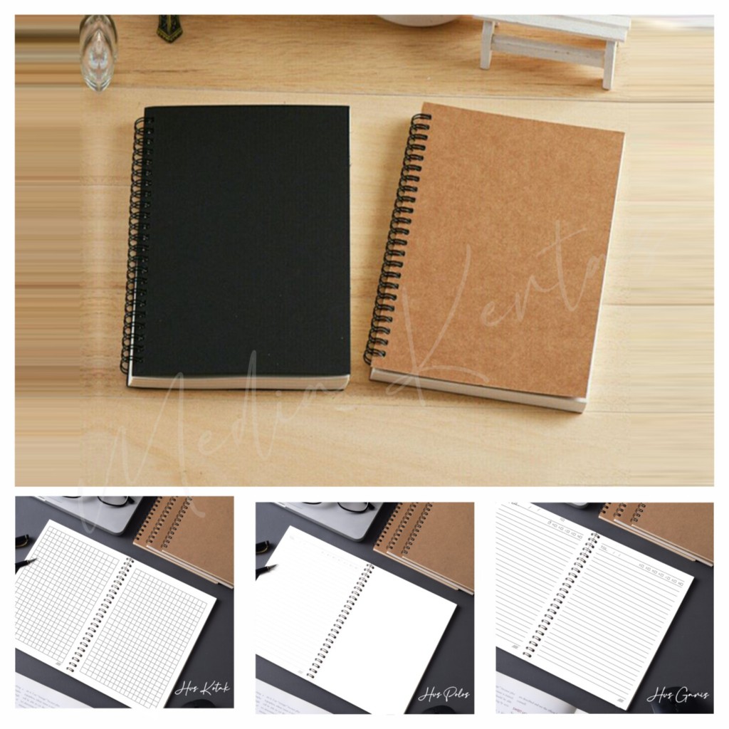

Notebook Jurnal Book Buku Catatan Book Paper HVS Brown Paper A4 Garis/Line Kotak/Grid Titik/Dotted