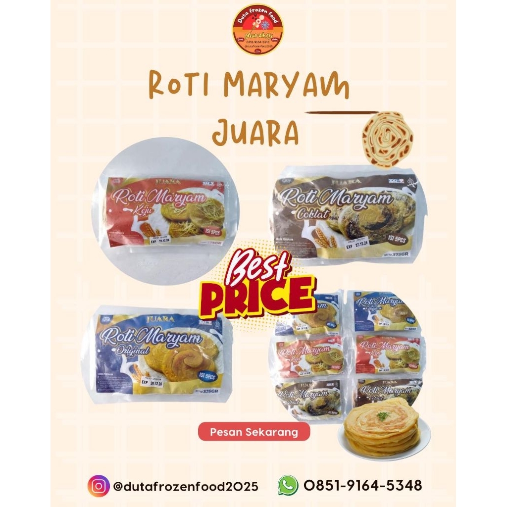 

roti maryam juara isi 5pcs, aneka rasa