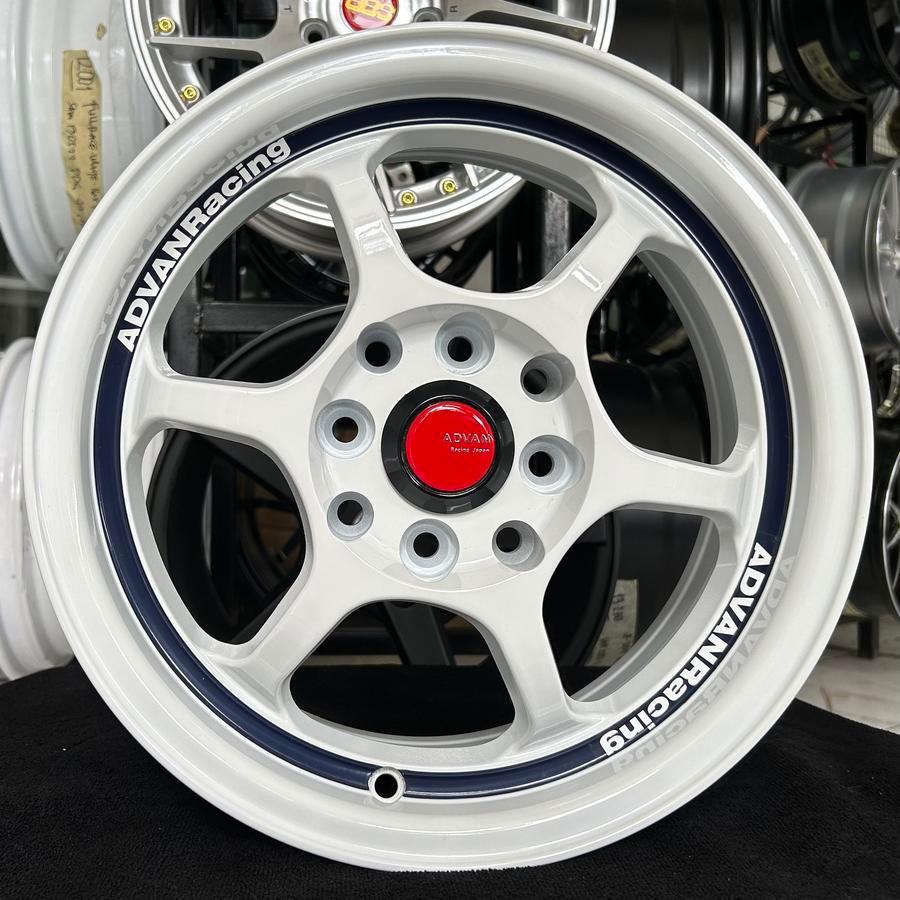 VELG MOBIL RING 14 - VELG ADVAN RH RING 14 LEBAR 6 HOLE 8X100/114.3 ET35 WARNA WHITE BLUE | VELG MOB