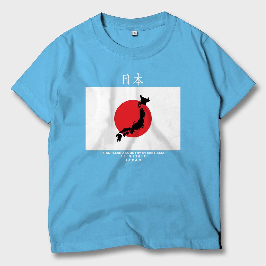 Kaos Anak Distro Bendera Japan Jepang Cotton Combed 30S Atasan Anak Unisex Katun Premium Kaos Anak L