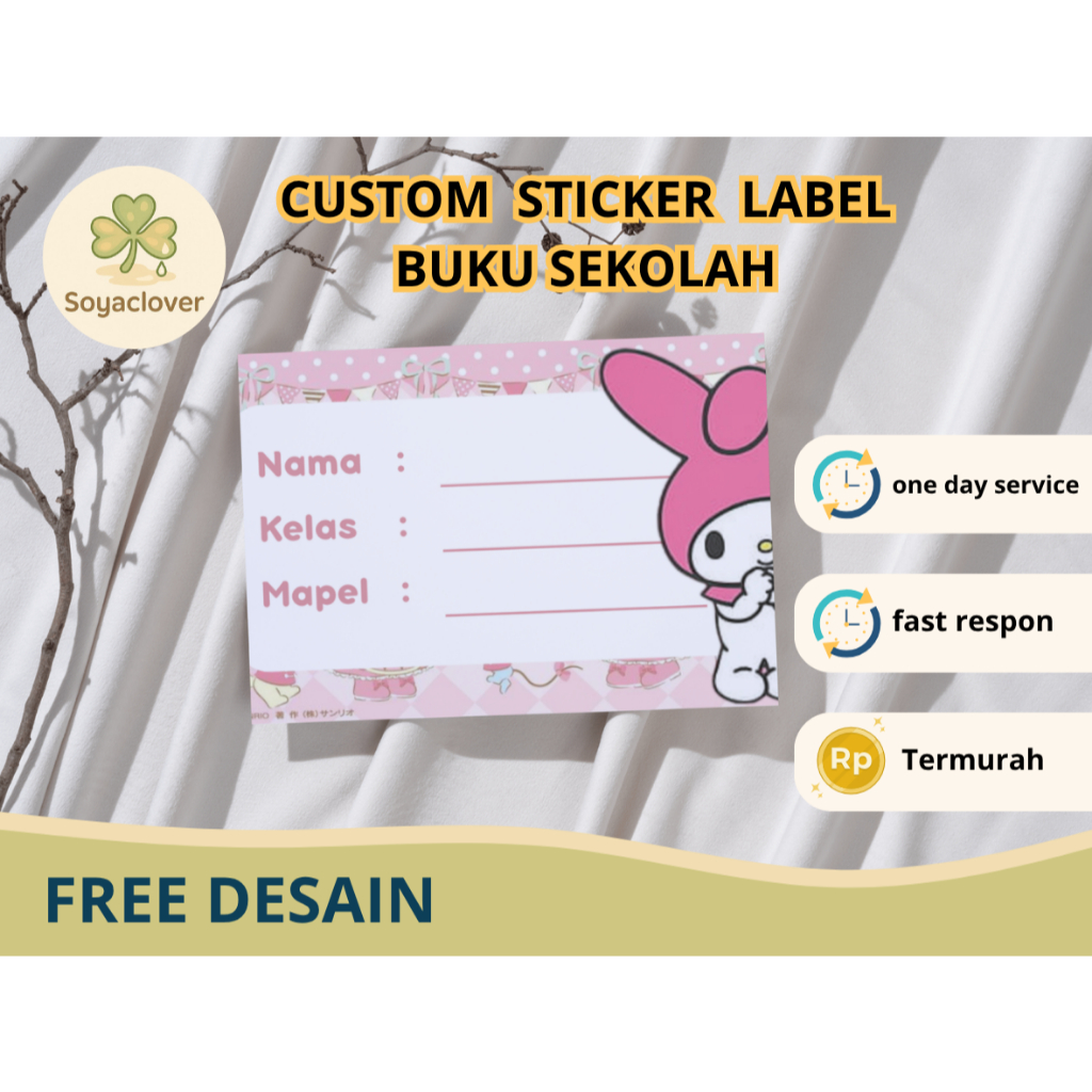 

sticker label nama mapel untuk buku sekolah custom free desain ukuran 3 x 6 cm