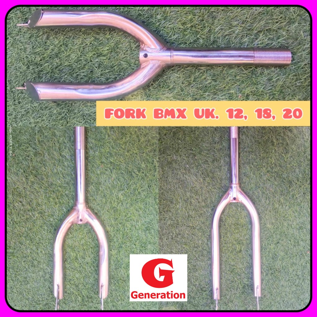 Fork Garpu Sepeda BMX 20 inch krom Chrome pipa kecil drat ulir