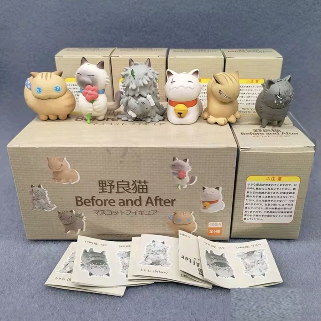 6pcs/Set Mofusand Figure Before and After Siam Shiro Tora 5cm Hadiah