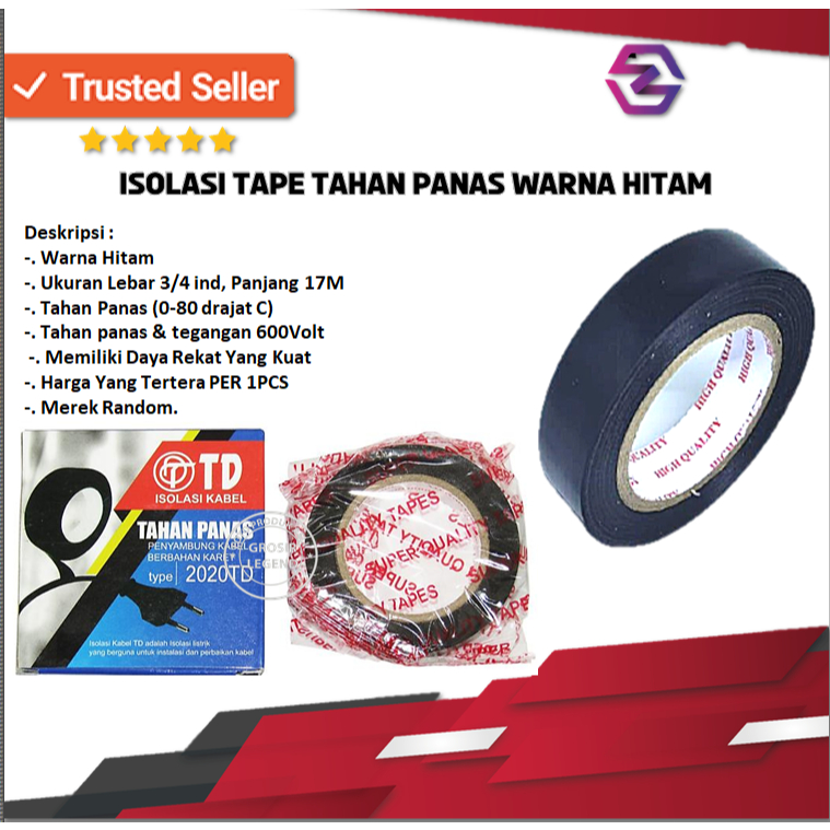 Isolasi Listrik Tahan Panas Bakar Tape  Warna Hitam