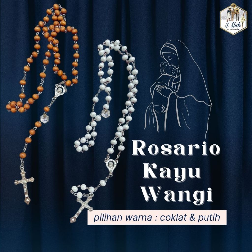 ROSARIO Maria, manik kayu, beraroma kayu cendana