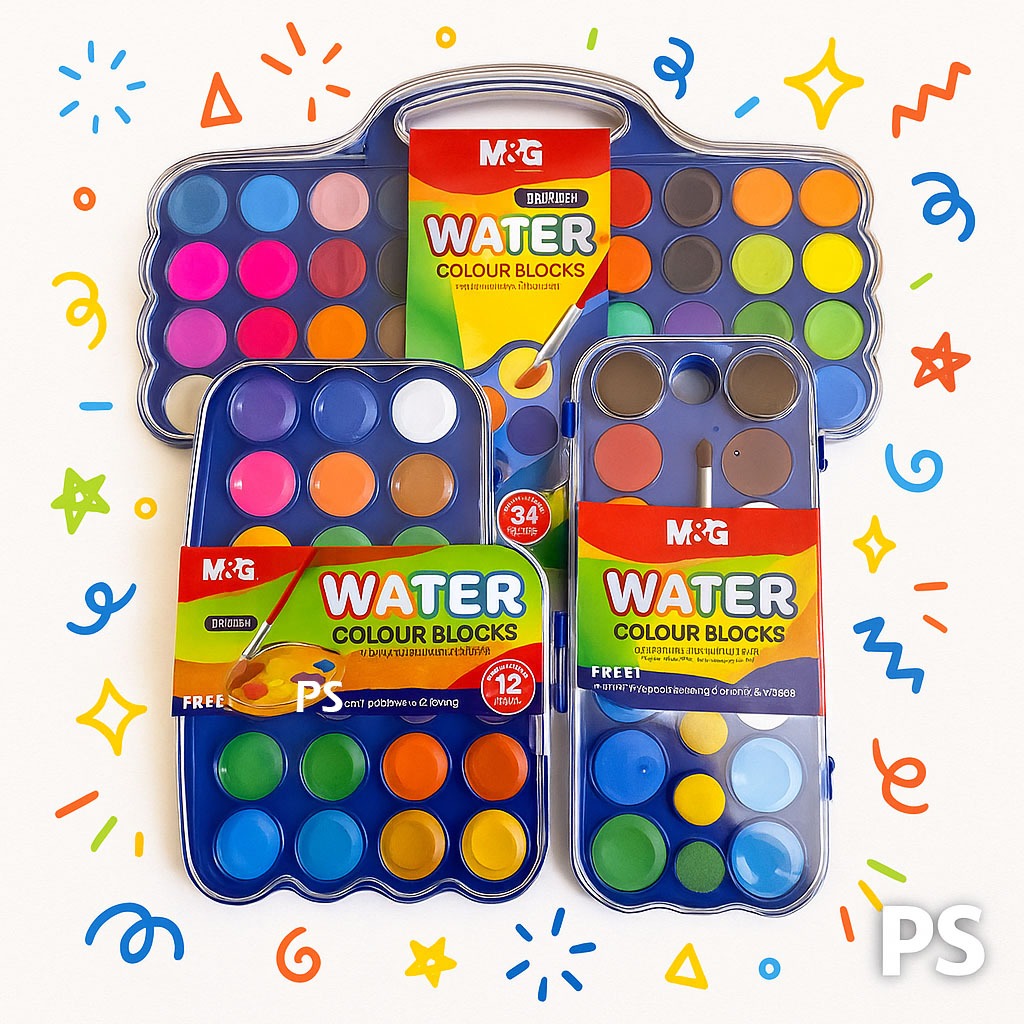 

M&G Mini Watercolor Blocks 12/24/36 + 2C – 23mm & 30mm | Cat Air Anak Edukatif