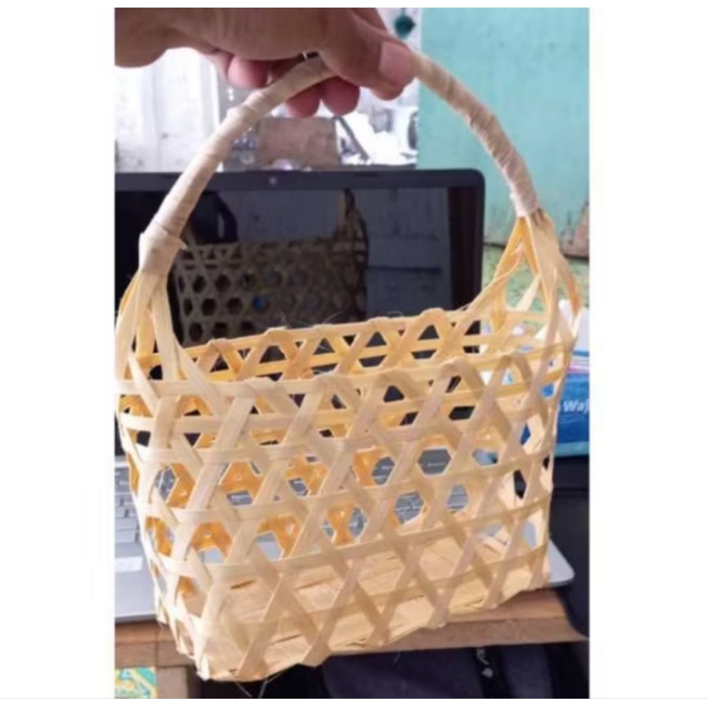 Tas Keranjang Anyaman Bambu Rotan Ukuran Sedang