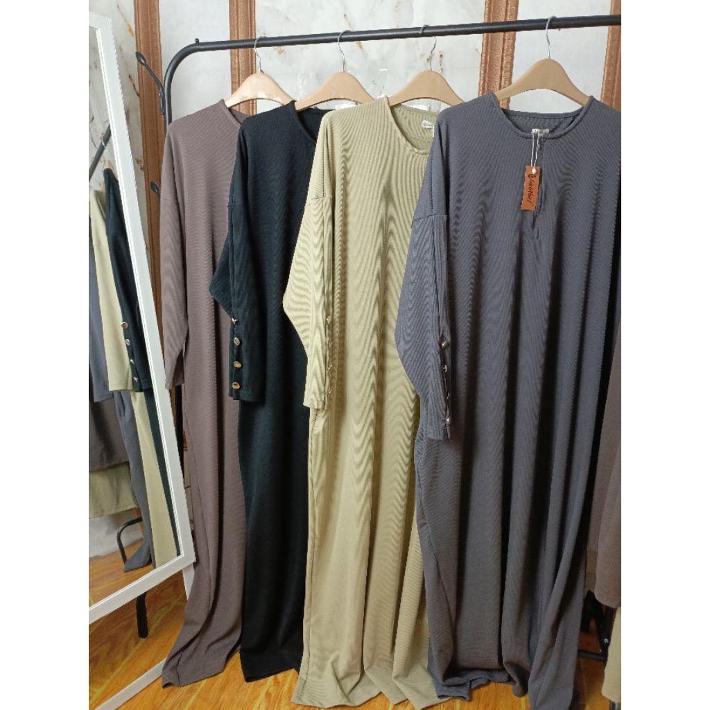 Abaya JUMBO salsa LD 150cm knit premium model batwing Wanita Gamis Muslim Dewasa