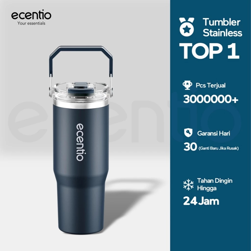 TUMBLER STAINLESS ECENTIO ET51501 Kapasitas 900 ML| Tumbler Air  Minum Ecentio ET51501 Stainless Ste