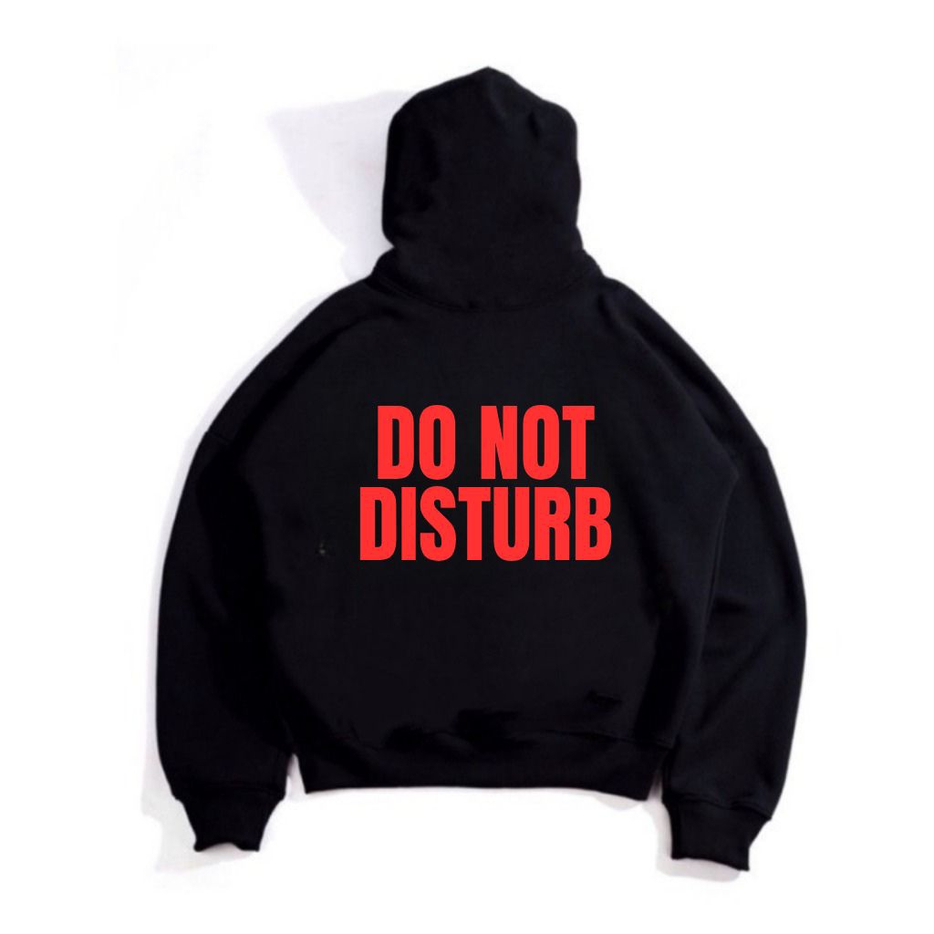 HOODIE BOXY OVERSIZE DO NOT DISTURB HITAM