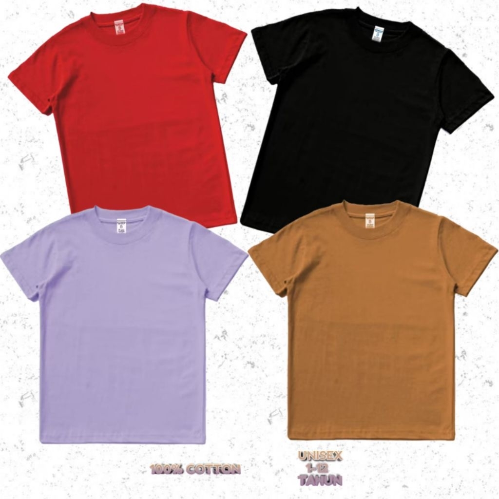 MCkids store Baju kaos Polos Anak Laki laki/Anak Prempuan Umur 1-12 Tahun Bahan Cotton Combat24s / B