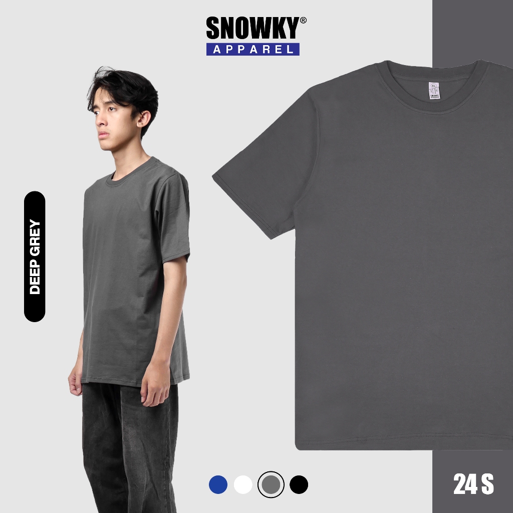 Kaos Polos Abu Tua Lengan Pendek Pria Wanita 100% Cotton Combed 24s M L XL