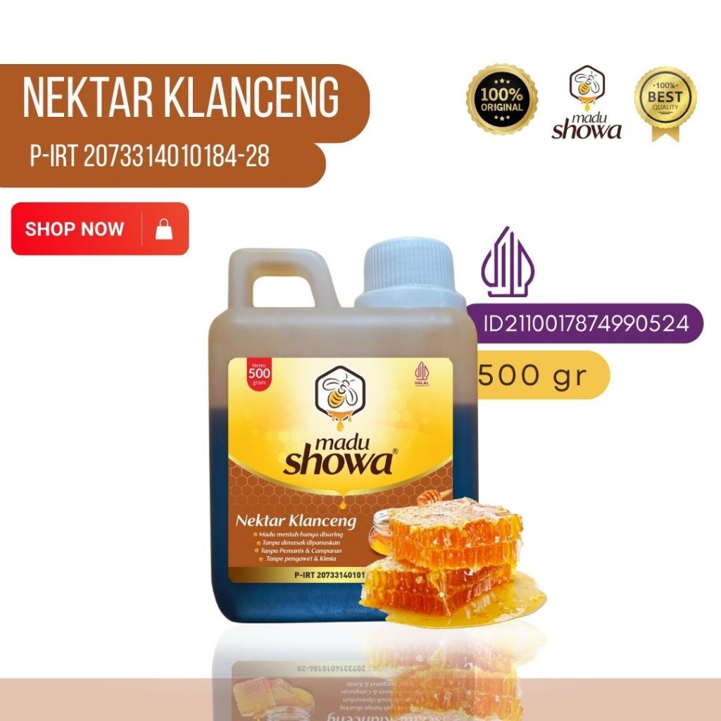 

Madu Showa - Madu Murni Nektar Klanceng 0.5 Kg - Asli 100 % Dinkes dan Halal