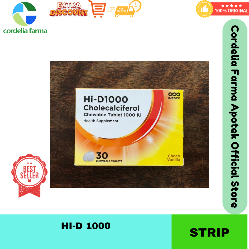 Hi-D 1000 Vitamin D3 6 Tablet Kunyah