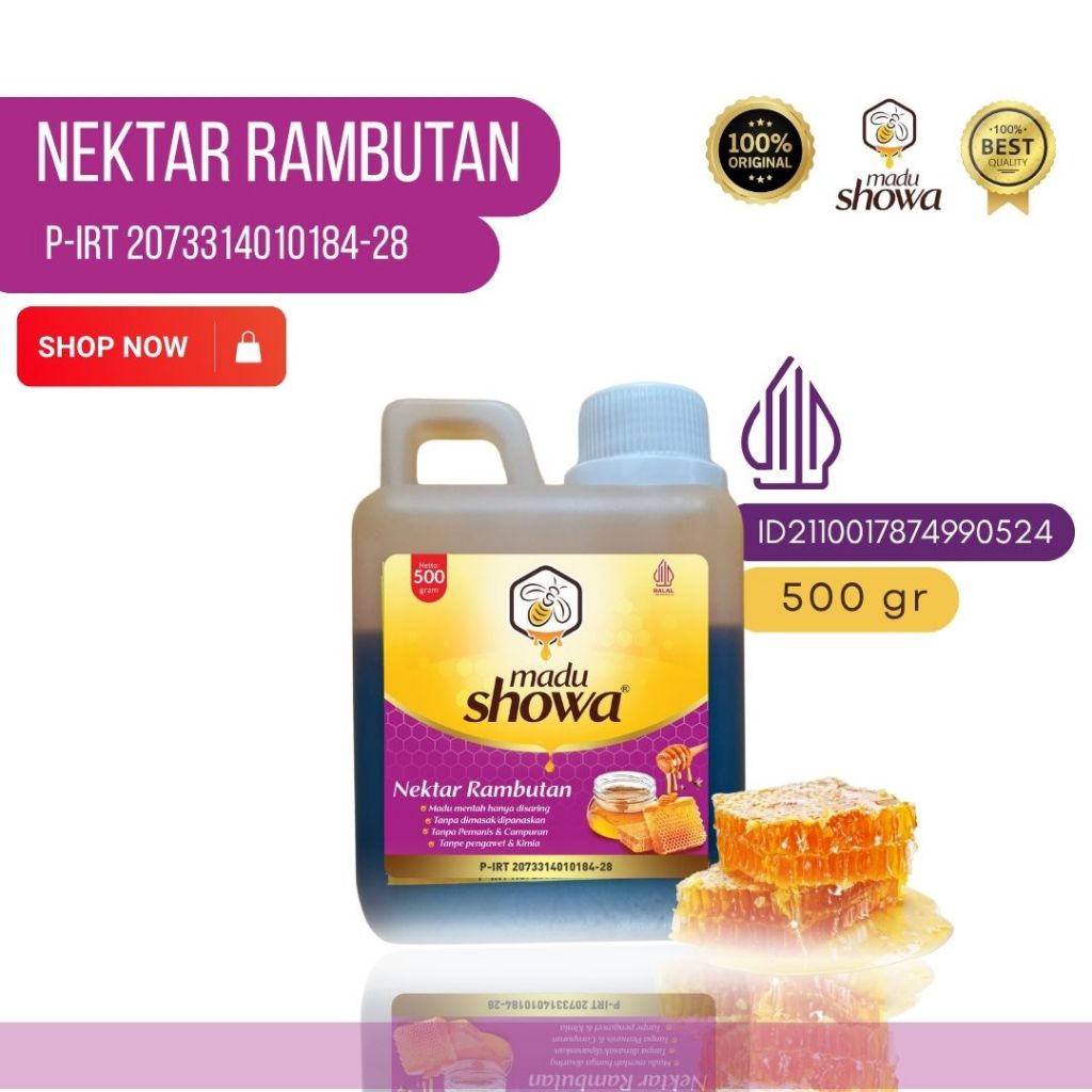 

Madu Showa - Madu Murni Bunga Rambutan 0.5 Kg - Asli 100 % Dinkes dan Halal