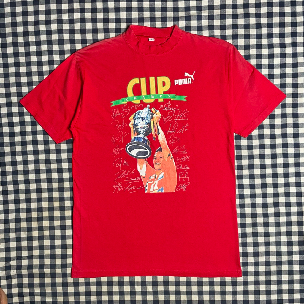 T-Shirt / Baju Kaos Pria PUMA Vintage Malaysia Cup Champion 1994 size M warna merah