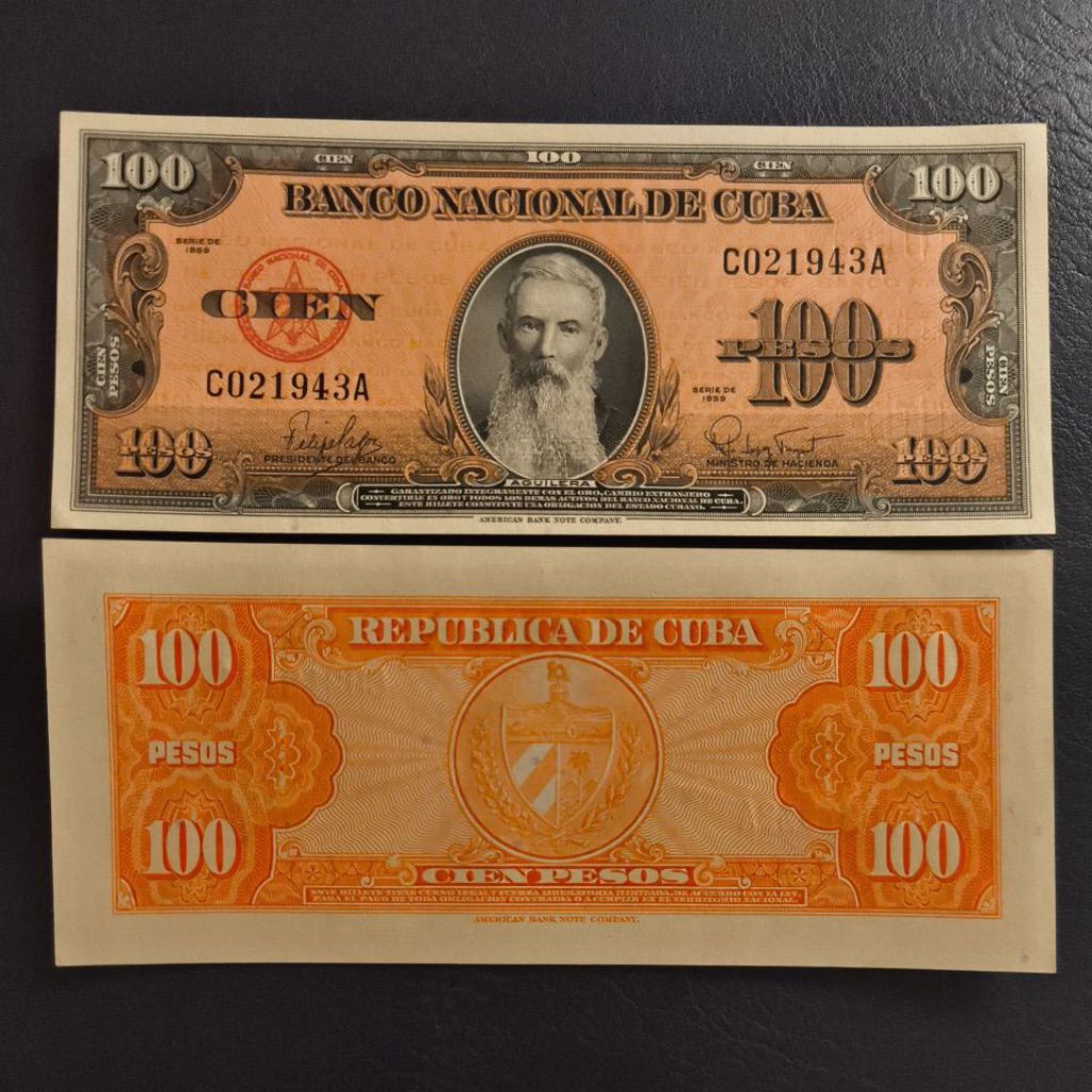 Uang Asing Cuba Pecahan 100 Pesos Tahun 1959