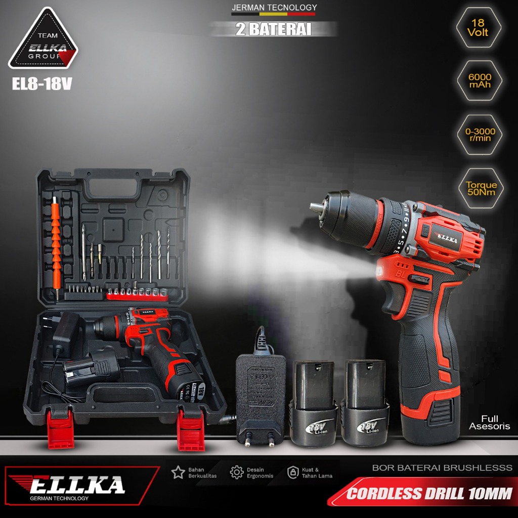 【 ELLKA 】18V bor listrik mini bor impact baterai mesin bor baterai Bor Baterai mall inline badge mes