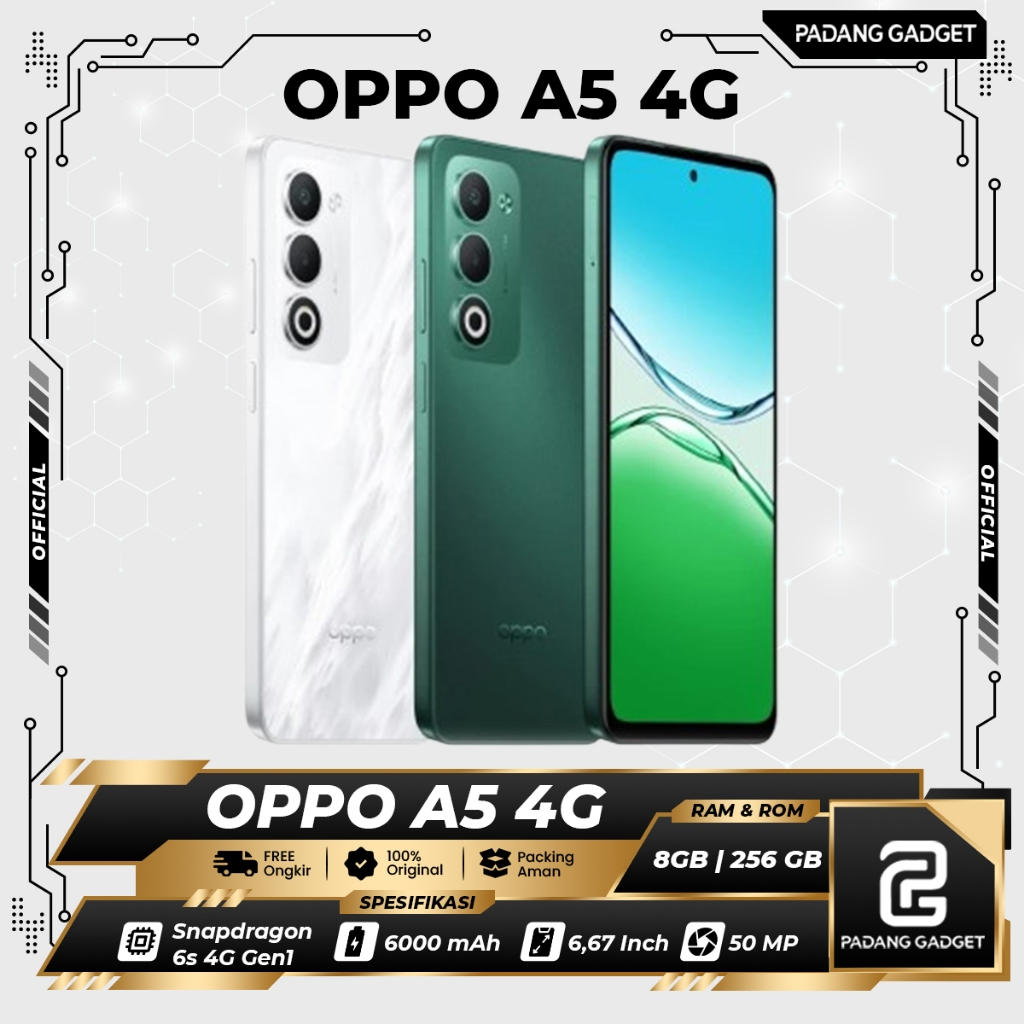 Oppo A5 4G 8/128 GB & 8/256 GB HP Tahan Banting Snapdragon 665 batrai 6000 Mah Smartphone Original