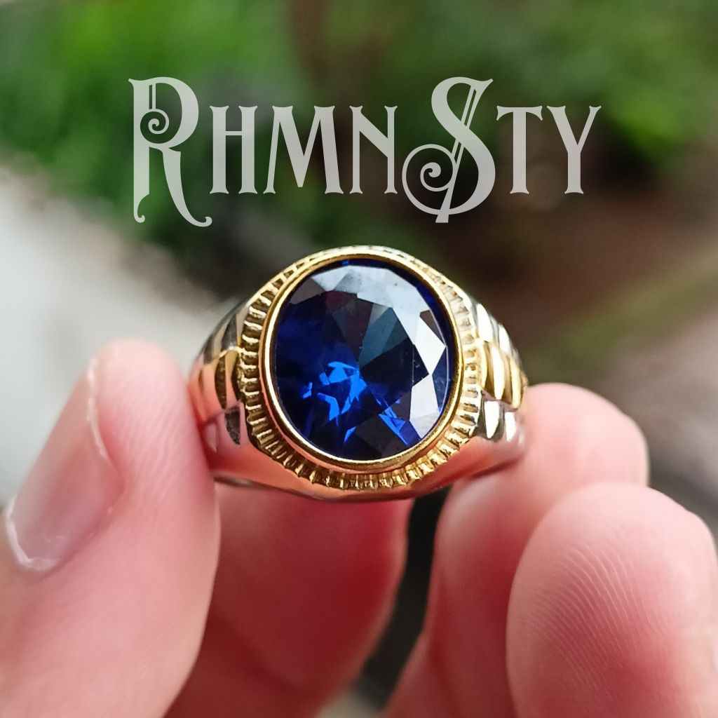 Cincin Batu Blue King Safir cutting
