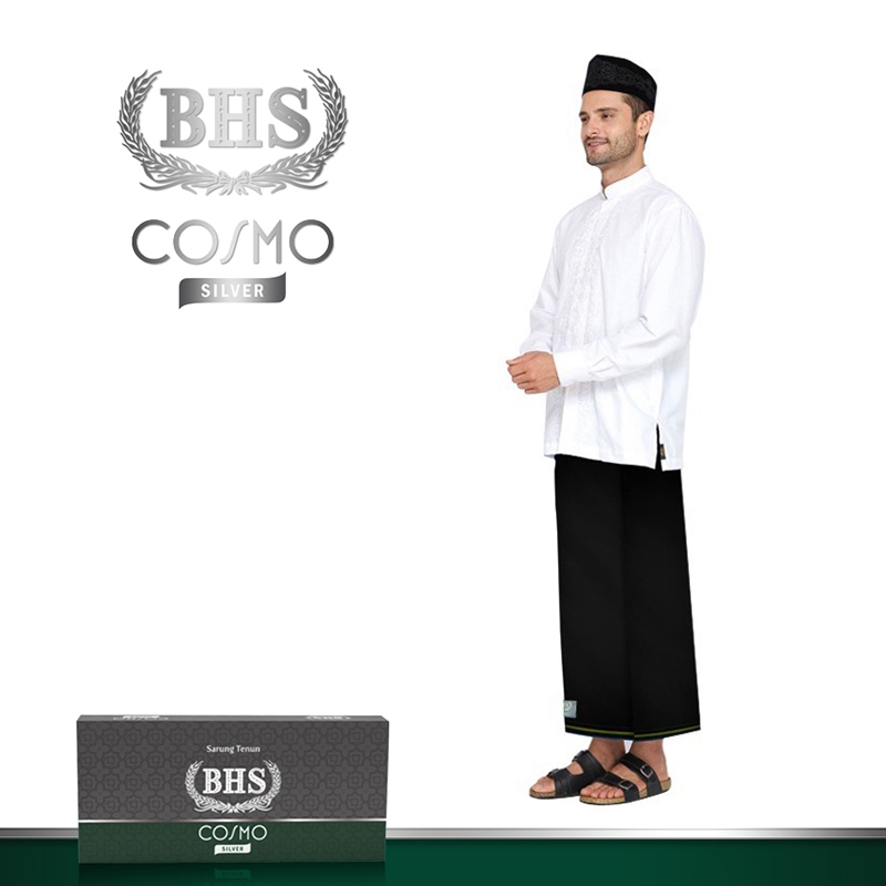 Sarung BHS Cosmo Hitam Polos / Sarung BHS Cosmo Khusus Warna Hitam dan Putih