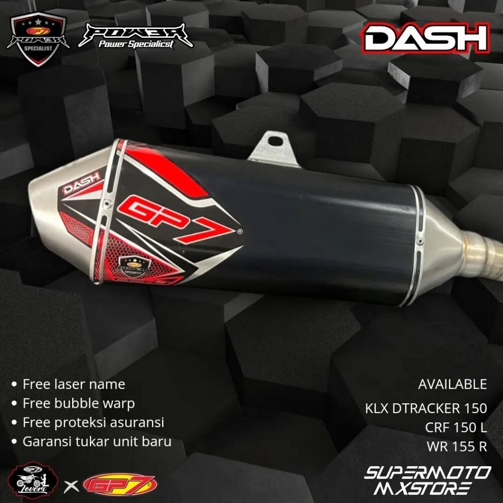 KNALPOT GP7 KLX 230 R SM CRF 230 250 KENALPOT GP7 MAX 4.0 TEKKEN DASH CARBON