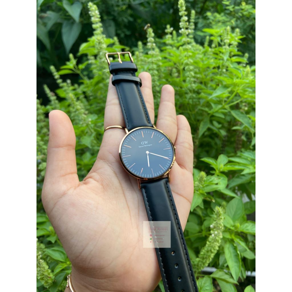JAM DW ORIGINAL MODEL PRIA WANITA KULIT SHEFFIELD BLACK GOLD
