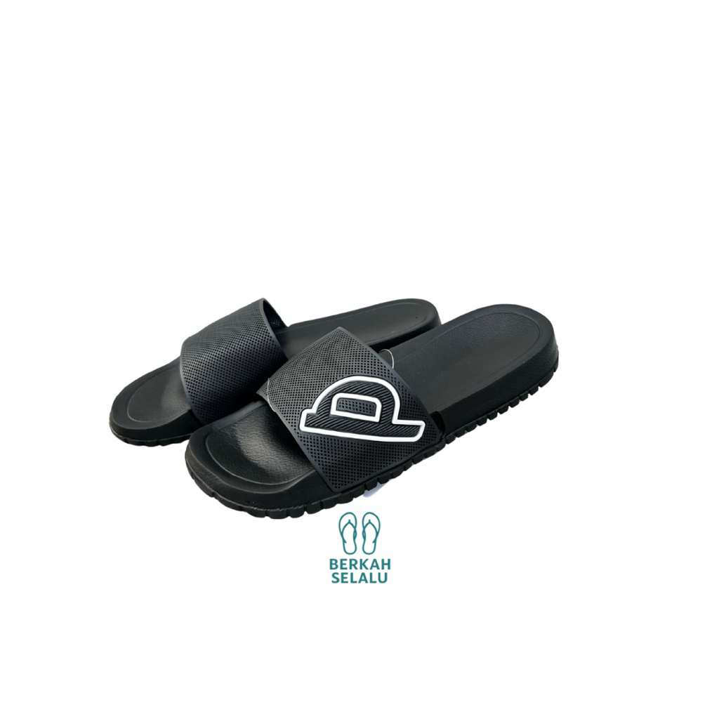 Sandal Selop Pria PORTO 9009M-11 Sandal Slide Karet Warna Hitam