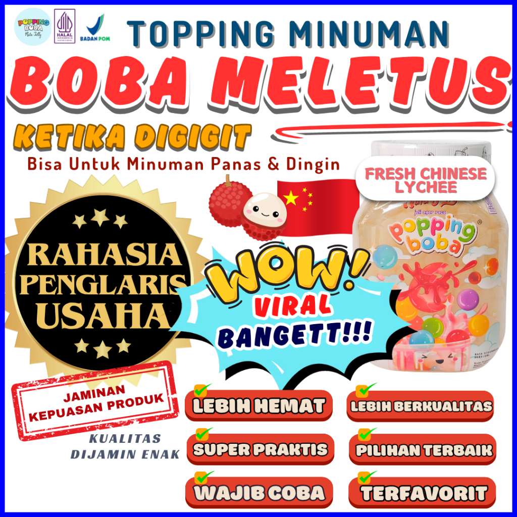 

PoppingBobaMeletusDimulutAndalan FRESH BUBBLE STRAW Sedotan Boba Big Straw - Popping Boba 500 Gram | Cocok Untuk Semua Jenis Minuman